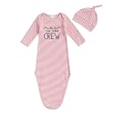 Baby Girl Boy Sleeping Waffle Bag Letter Embroidery Long Sleeve Sleep Striped Sack with Hat 2 Piece Set for Fall