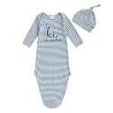Baby Girl Boy Sleeping Waffle Bag Letter Embroidery Long Sleeve Sleep Striped Sack with Hat 2 Piece Set for Fall
