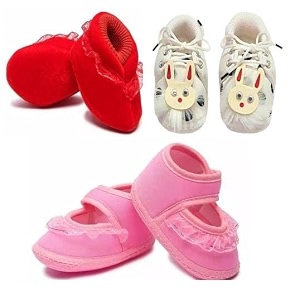 baby girl first walking shoes set of 3 soft cotton booties slip on design lightweight infant foot