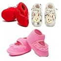 Baby Girl First Walking Shoes Set of 3 Soft Cotton Booties Slip On Design Lightweight Infant Foot