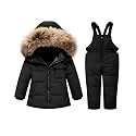 Baby Girl Winter Snowsuit Coat Boy Fur Snow Pants Bib Jacket For Toddler Clothes