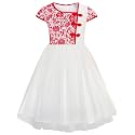 Baby Girls' Long Flower Lace Cotton Ball Gown Fit and Flair Design