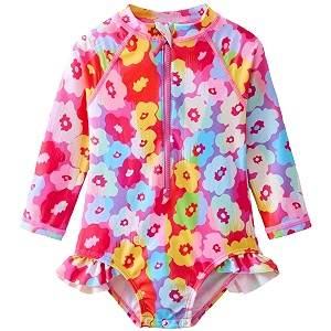 Baby Girls One Piece Swimsuit Long Sleeve