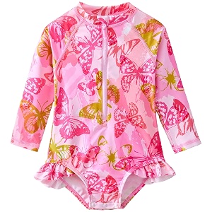 Baby Girls One Piece Swimsuit Long Sleeve