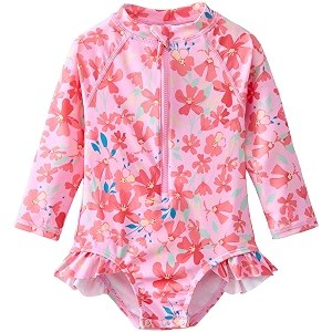 Baby Girls One Piece Swimsuit Long Sleeve