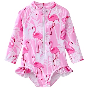 Baby Girls One Piece Swimsuit Long Sleeve