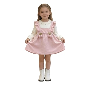 Baby Girls Pink Frock Dress with White