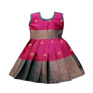 baby girls south indian traditional pattu pavadai jacquard silk lehenga choli