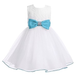 baby girls stylish princess dresses satin pretty knee length birthday kids a-line frockdress