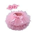 Baby Girls Tutu Bloomers Diaper Cover Cotton Tulle Bloomers and Headband Set