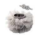 Baby Girls Tutu Bloomers Diaper Cover Cotton Tulle Bloomers and Headband Set
