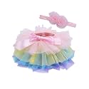 Baby Girls Tutu Bloomers Diaper Cover Cotton Tulle Bloomers and Headband Set