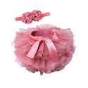 Baby Girls Tutu Bloomers Diaper Cover Cotton Tulle Bloomers and Headband Set