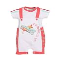 BABY GO Cotton Dungaree Style Short Sleeve Romper for Baby Boys | Cute Printed Jumpsuit with Snap Buttons | Newborn Summer Bodysuit