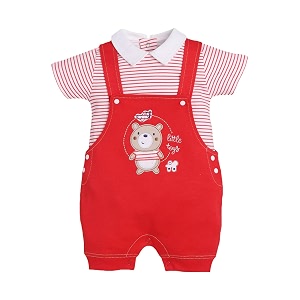 baby go cotton dungaree style short sleeve romper for baby boys  cute printed jumpsuit with snap buttons  newborn summer bodysuit