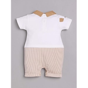 baby go half sleeve cotton round neck romper for baby boy 0-3 months beige1