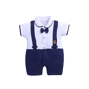 baby go half sleeve cotton round neck romper for baby boy 3-6 months navy1