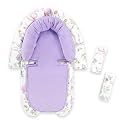 SWESEN Infant Car Seat Insert &amp; Strap Covers, Car Seat Head Support for Baby Girls, 2 in 1 Soft Plush Car Seat Insert for Newborns, for Infants Aged 0-12, Purple Bow