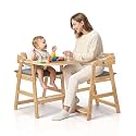ONTHEWEI Wooden Baby High Chair for Babies, Toddler & Adult Up to 330Lbs, Anti-Tip Adjustable High Chair with Detachable Tray, Baby Sets, Soft Cushion, Ergonomic & Easy Clean