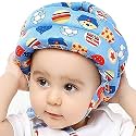 Baby Infant Toddler Helmet, No Bump Safety Head Cushion Bumper Bonnet Adjustable Protective Multi Printed Cap Child Safety Headguard Hat for Running Walking Crawling Safety Helmet for Kid (Blue)