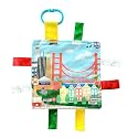 Baby Jack & Co 8x8” Learning Lovey San Francisco California Tag Toys for Babies - Baby Crinkle Toys - Soft & Safe - Learn USA Cities and Shapes - Ideal Baby Toy & Gift BPA Free w/Stroller Clip