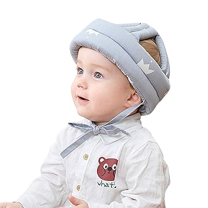 babies bloom baby safety adjustable helmet baby head protector baby learn to walk or run soft safety helmet infant anti-fall anti-collision for baby8-36 mgrey crown