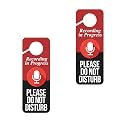Baby Marley Recording in Progress Do Not Disturb Door Hanger Sign (2), Red and Black, 9.3 x 3.5in