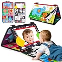Baby Mirror Tummy Time Toys 0-6 Months with Crinkle Cloth Books Infant High Contrast Newborn Sensory Black and White Toy for 0-3 4 5 6 Months Must Haves Babies 3-6 6-12 Month Boy Girl Shower Gifts