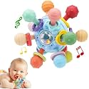 Baby Montessori Teething Toys for 0-6 6-12 Months, Teether Sensory Toys for Babies 0 3 6 9 12 Months, Infant Newborn Developmental Learning Rattle Toys Gifts for Baby Boys Girls