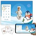 Baby Monthly Milestone Blanket | 1-12 Months | Soft All-Season AC Blanket | Ideal for Newborn Boys & Girls | Perfect Growth Tracker & Photoshoot Prop with Penguin Theme | 120x90 cm