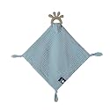 Baby Muslin Security Blanket with Food Grade Silionce Teether,Soothe Teething Toy for Boys and Girls,100% Polyester (Blue)