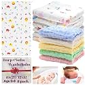 Baby Muslin Washcloths Burp Cloths Rags Towels Large Newborn Essentials Baby Registry Search 100% Cotton 6 Layered Muslin 11 Pack 10"x20" and 12"x12" for Boys &amp; Girls Gift Set