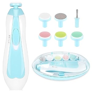 electric nail drill amp trimmer - safe baby amp adult nail care light amp 6 grinding pads polish amp shape tools for newborns to adults