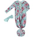 Baby Newborn Knotted Gown, Soft Breathable Viscose from Bamboo for Infant Home Coming Outfit, Knotted Gown with Headband