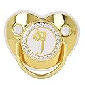 Baby Pacifier Portable Exquisite Alloy Gold Letter Pacifier with Chain Clip for Home Travel J