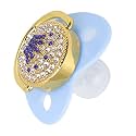 Baby Pacifier Symmetrical One Piece Design Nipple Shape Helps Promote Oral Development Ultra Light Soft Bling Silicone Newborn Pacifier for 6 to 18 Months Infant (Blue)