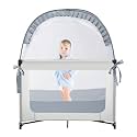 L RUNNZER Baby Pack and Play Tent, Pack N Play Canopy to Keep Baby from Climbing Out, Crib Tent for Playard, Pop Up Mini Crib Tent Against Falls, R07s-blue