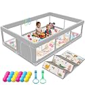 Baby Playpen with Mat, 74x50 inch Playpen for Babies and Toddlers with Mat, Baby Playard Safety Fence Active Center for Indoor