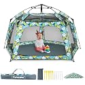 Baby Playpen Pop-up Tent - Outdoor &amp; Indoor Play Tent for Beach with Canopy Travel Bag Portable Play Yard for Babies &amp; Toddlers (Forest)