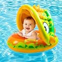 Baby Pool Float with Canopy & Sunshade | Inflatable Infant Swimming Float Ring Seat | UV Protection | Safe Baby Swim Trainer for Pool & Beach (6–36 Months)