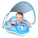 Baby Pool Float with Canopy UPF50+, 5 Point Safety Buckle for 3-36M