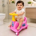 Baby Potty Training Seat with Wheels & Steering | Ride On Potty Chair for Toddlers | Removable Bowl, BPA Free, Non-Toxic, Portable Toilet Trainer for Boys & Girls 6 Months to 3 Years | Pink