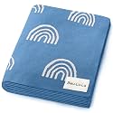 Baby Receiving Blanket Boys 100% Cotton Buttery Soft Cozy Receiving Swaddle Crib Stroller Blanket for Shower Gift Registry for Newborns, Infants, Toddlers (Rainbow - Blue)