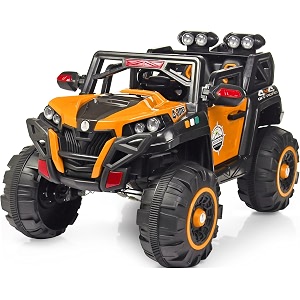 baby rechargeable battery operated electric ride-on jeep car for kids riding toy car with rc for boys amp girls babies toddlers age 1 to 8 years 6 month warranty orange