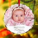Babys First Christmas Ornament 2026 Personalized Glass