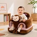 Baby Seat for 3-24 Month, Infant Back Support Floor Chair, Plush Cartoon Animals Baby Sofa, Toddler Floor Seater for Sitting Up, Portable Activity Seat for Babies (Monkey)