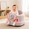 Baby Seat for 3-24 Month, Infant Back Support Floor Chair, Plush Cartoon Animals Baby Sofa, Toddler Floor Seater for Sitting Up, Portable Activity Seat for Babies (Elephant)