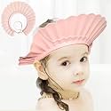 Baby Shower Cap Bath Visor Protection Silicone Adjustable Safe Shower Bathing Cap for Infants Toddler Baby Kids Children (6 Months-12 Years old/15.8-22.8In, Pink)