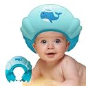 Baby Shower Cap Shield, Shower Cap for Kids, Visor Hat for Eye and Ear Protection for 0-9 Years Old Children,Cute whale shape Makes the Baby Bath More Fun (Blue)