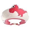 Baby Shower Cap Shield, Shower Cap for Kids, Visor Hat for Eye and Ear Protection for 0-9 Years Old Children,Cute Dinosaur/Crocodile/Hippo shape Makes the Baby Bath More Fun (Dinosaur, Red)